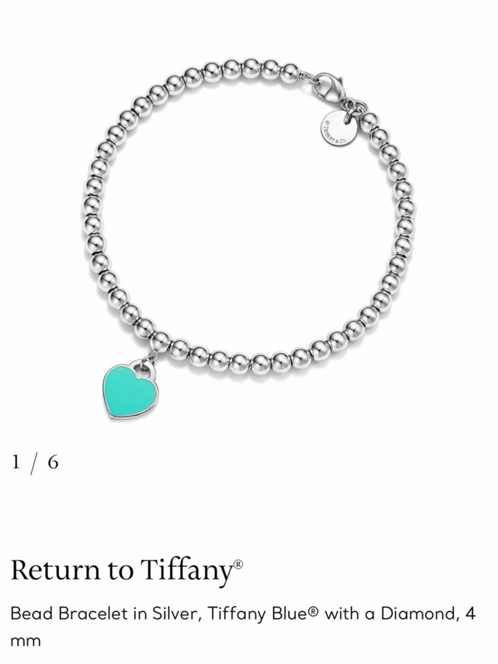 Tiffany & Co. Silver Beaded Ring with Tiffany Blue Heart Charm - Picture 2 of 3